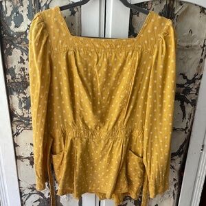 Maeve by Anthropologie, Golden Yellow, Tie waist shirt, Size 8